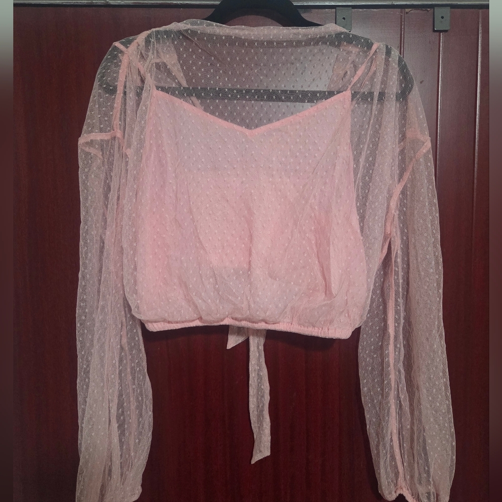 Free People Ellie Mesh Long Sleeve Sz Xs - Picture 5 of 5